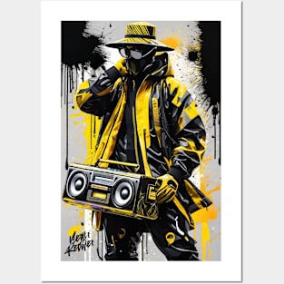 Black & Yellow Boombox Posters and Art